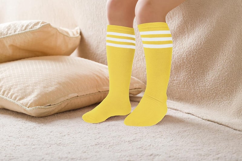 Benefeet Sox Kids Soccer Socks Toddler Knee High Tube Long Socks Soft for Girls Three Stripes Youth Cotton Soccer Socks - Image 5